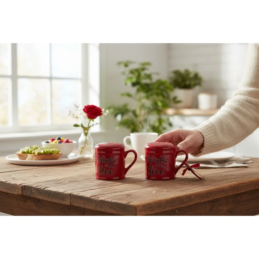 10 Strawberry Street Sprinkle Some Love Shakers OS Red Brand New Mug Style Set